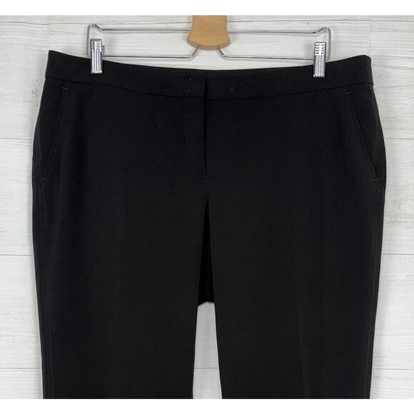 AKRIS Punto Trouser Dress Pants Womens 14 Black Crepe Tapered Leg Minimalist - Picture 3 of 16